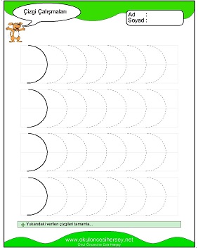 okul öncesi çizgi çalışma sayfaları